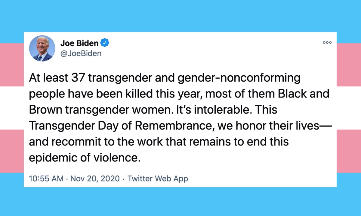 Joe Biden honors transgender day of remembrance