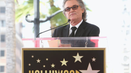 Kurt Russell speaks while being honored with a Star On the Hollywood Walk of Fame