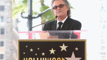 Kurt Russell speaks while being honored with a Star On the Hollywood Walk of Fame