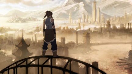 Korra overlooking Republic City.