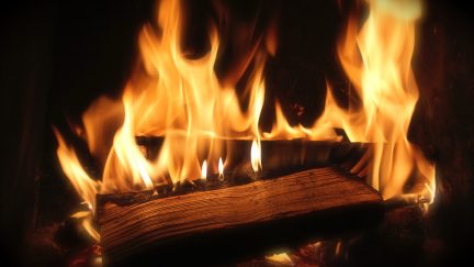 log burning in a fireplace