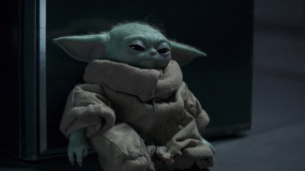 grogu chilling on the floor