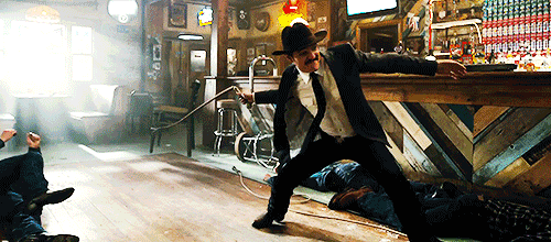 whiskey using a whip in kingsman golden circle