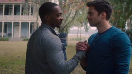 Sam and Bucky handshake