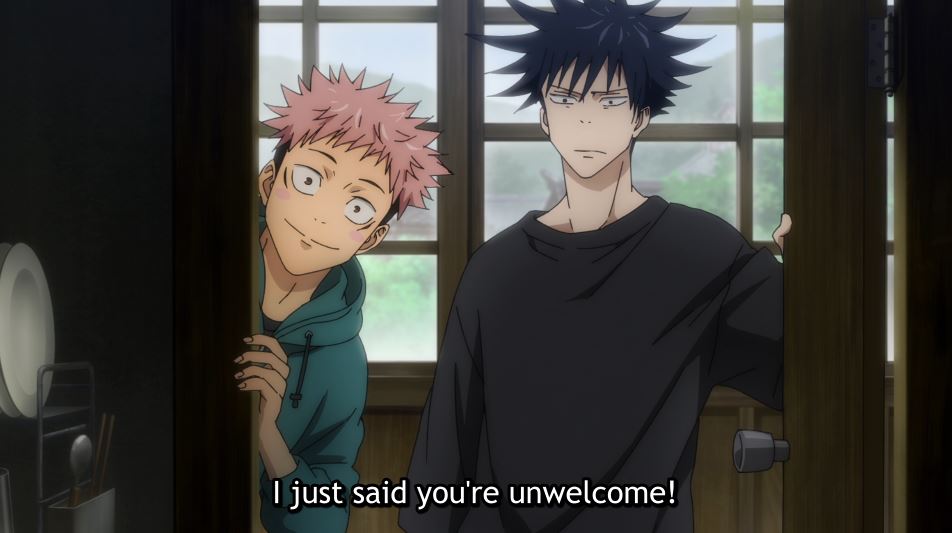 Itadori trying to look into Megumi's room