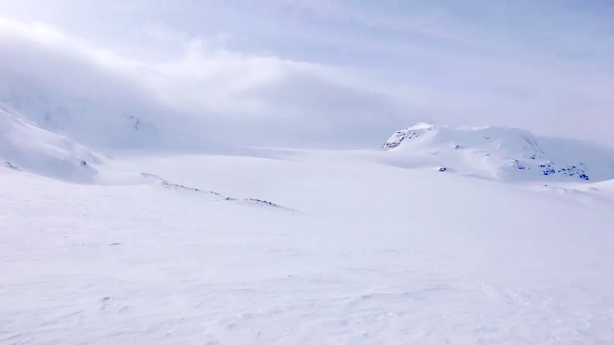 Blizzard comes over the glacier in Finse, Norway where Star Wars: The Empire Strikes Back's Hoth scenes were filmed.