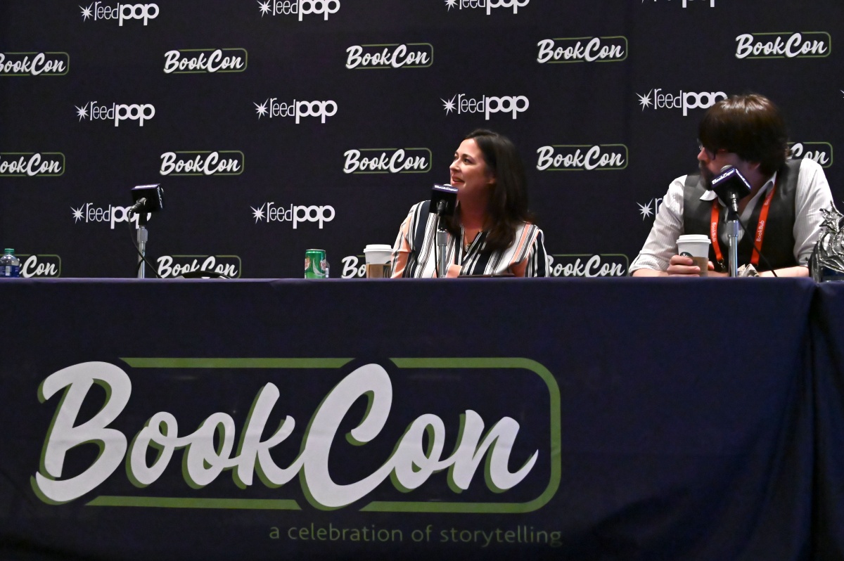 NEW YORK, NEW YORK - JUNE 01: NOS4A2 Producer Jami O'Brien and NOS4A2 author Joe Hill participate in the panel for NOS4A2 at Bookcon on June 01, 2019 in New York City. (Photo by Astrid Stawiarz/Getty Images for AMC)