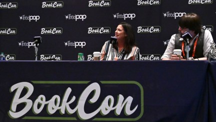 NEW YORK, NEW YORK - JUNE 01: NOS4A2 Producer Jami O'Brien and NOS4A2 author Joe Hill participate in the panel for NOS4A2 at Bookcon on June 01, 2019 in New York City. (Photo by Astrid Stawiarz/Getty Images for AMC)