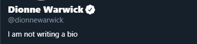 Screenshot of Dionne Warwick's bio