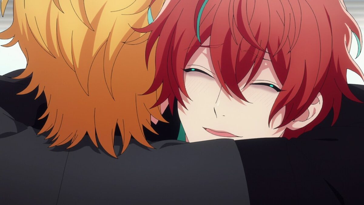 Doppo and Hifumi hug after winning the rap battle!