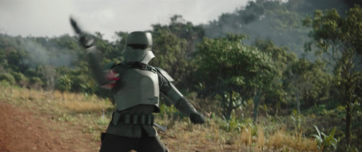 din djarin throwing a gun