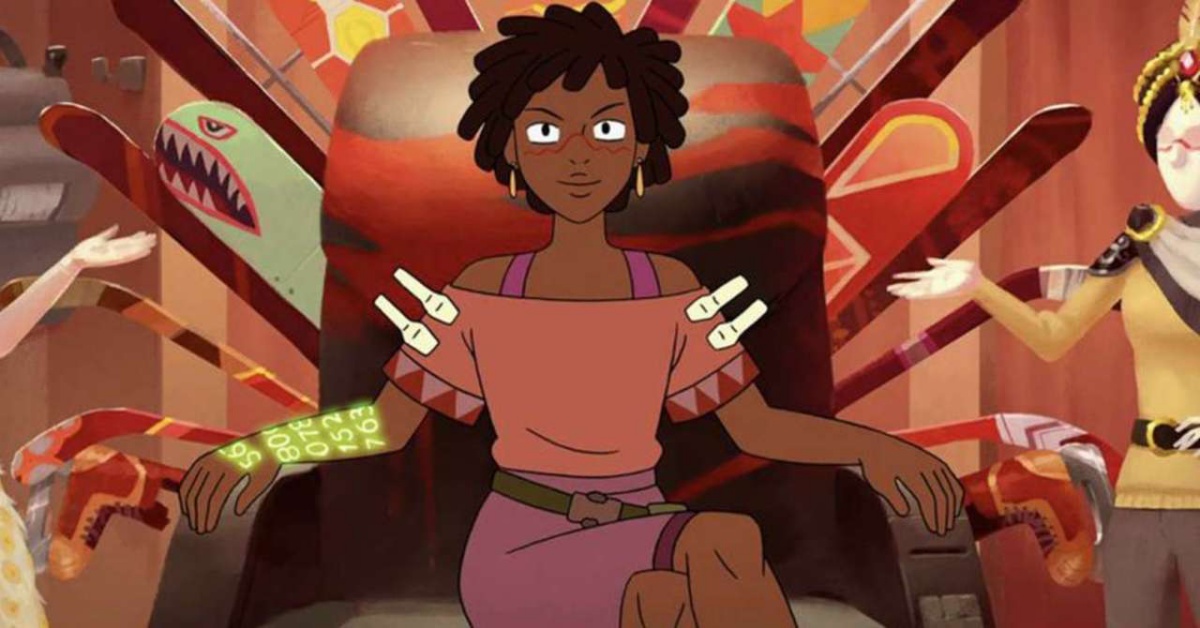 Grace (Kirby Howell-Baptiste) sits on her throne in Infinity Train.