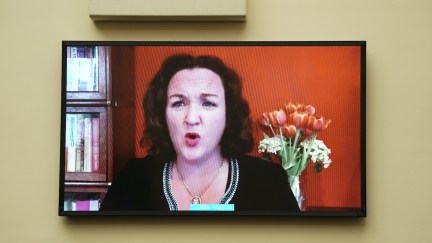 Rep. Katie Porter appears at a congressional hearing via video