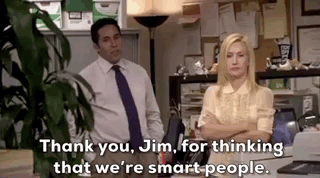 Oscar sarcastically thanks Jim for saying his coworkers are smart people on NBC's The Office.