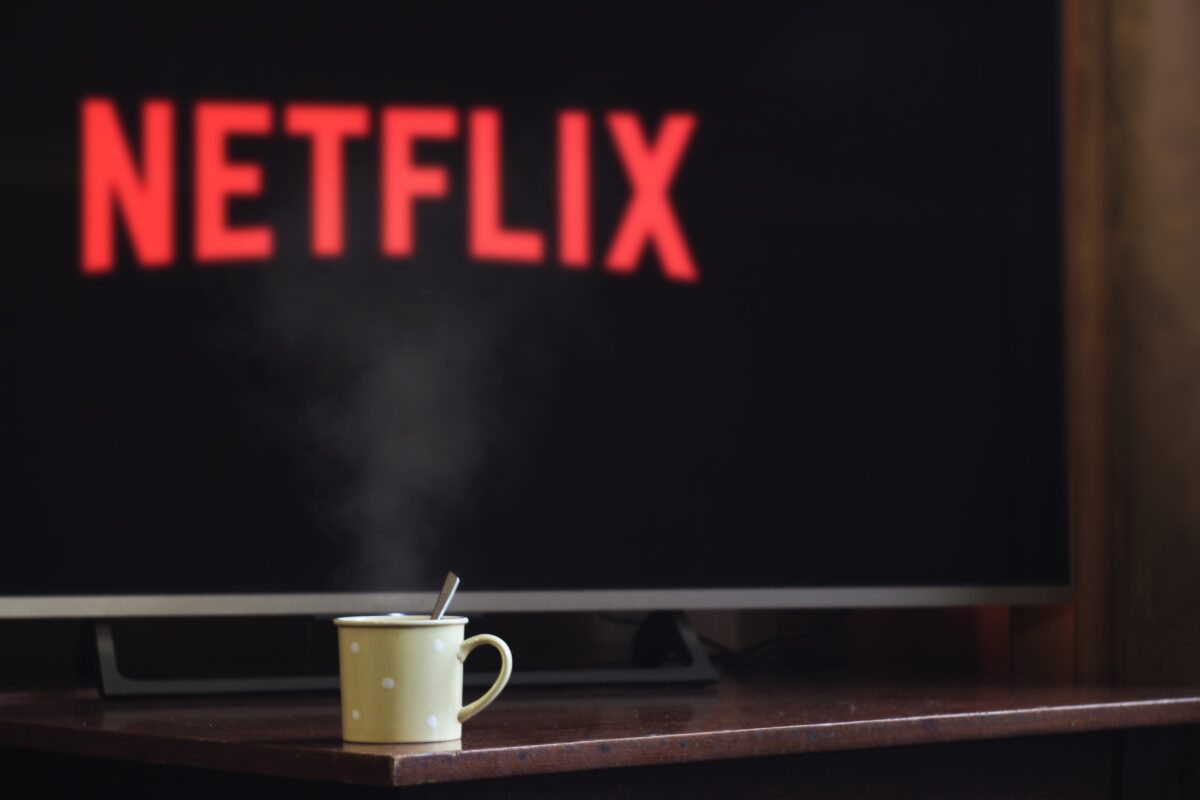 Netflix logo and coffee