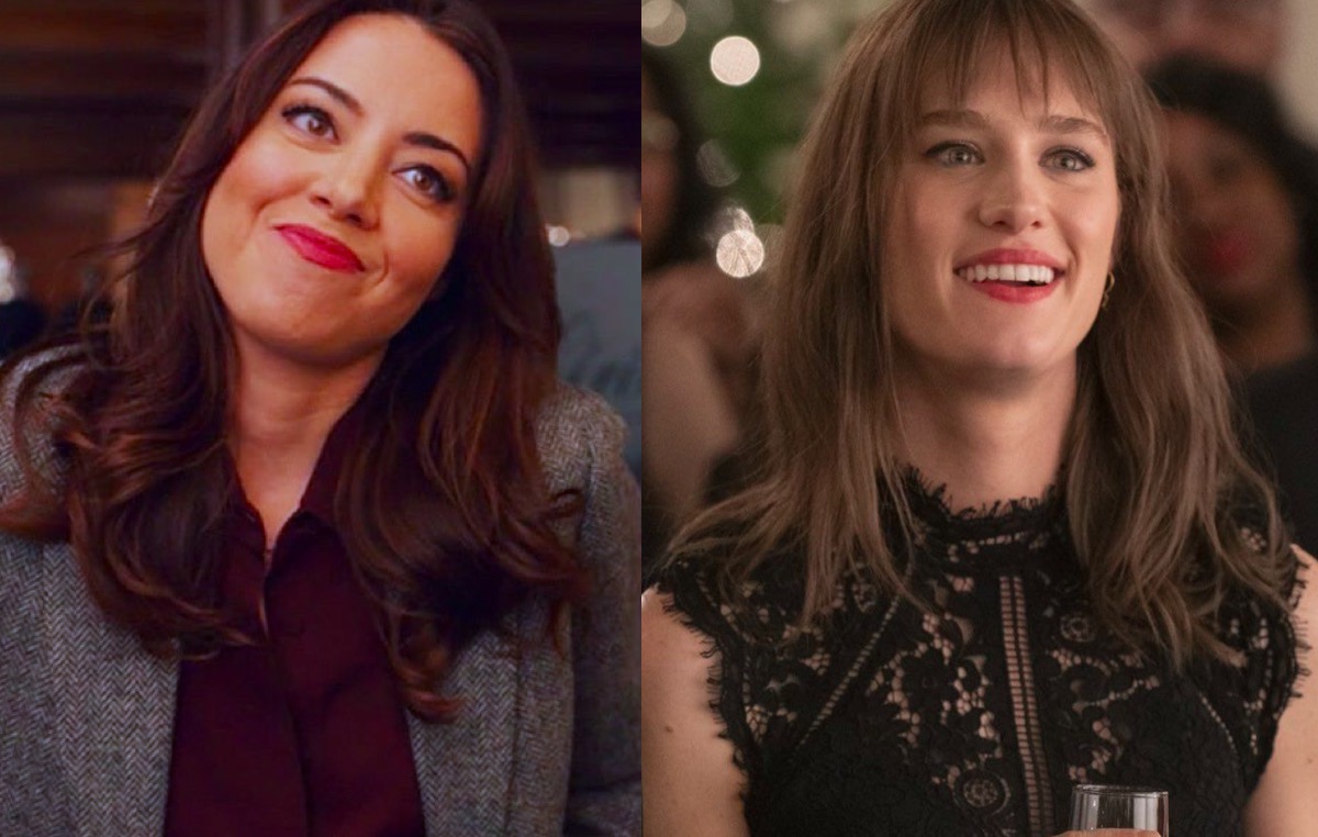 Aubrey Plaza's Riley and Mackenzie Davis's Harper in Happiest Season on Hulu.