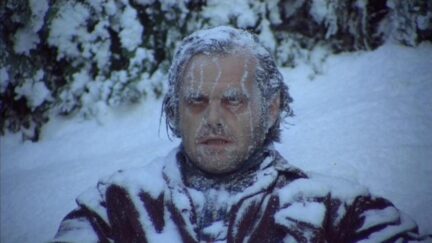 Jack Nicholson frozen in snow in The Shining.