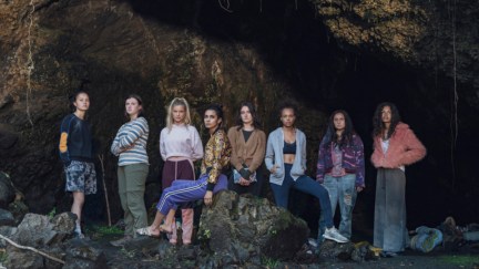 eight girls on a a cold beach in amazon's The Wilds