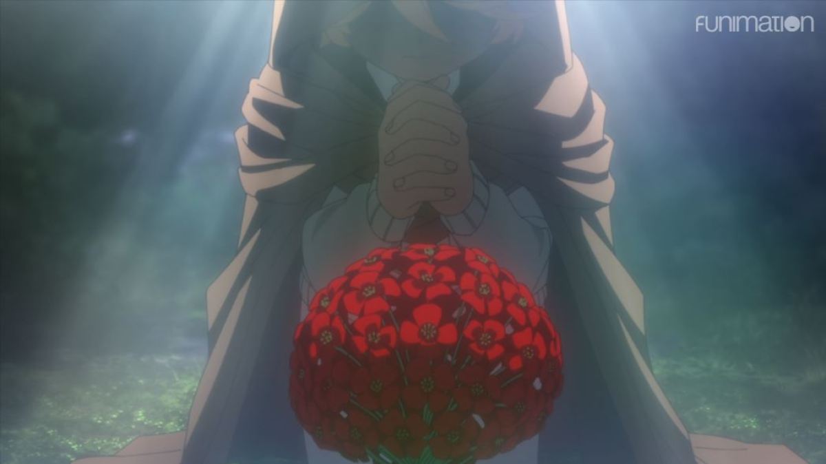 Emma praying over the bird she just killed