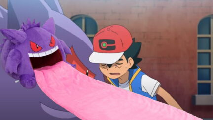 The Gengar pillow + Gengar and Ash in 