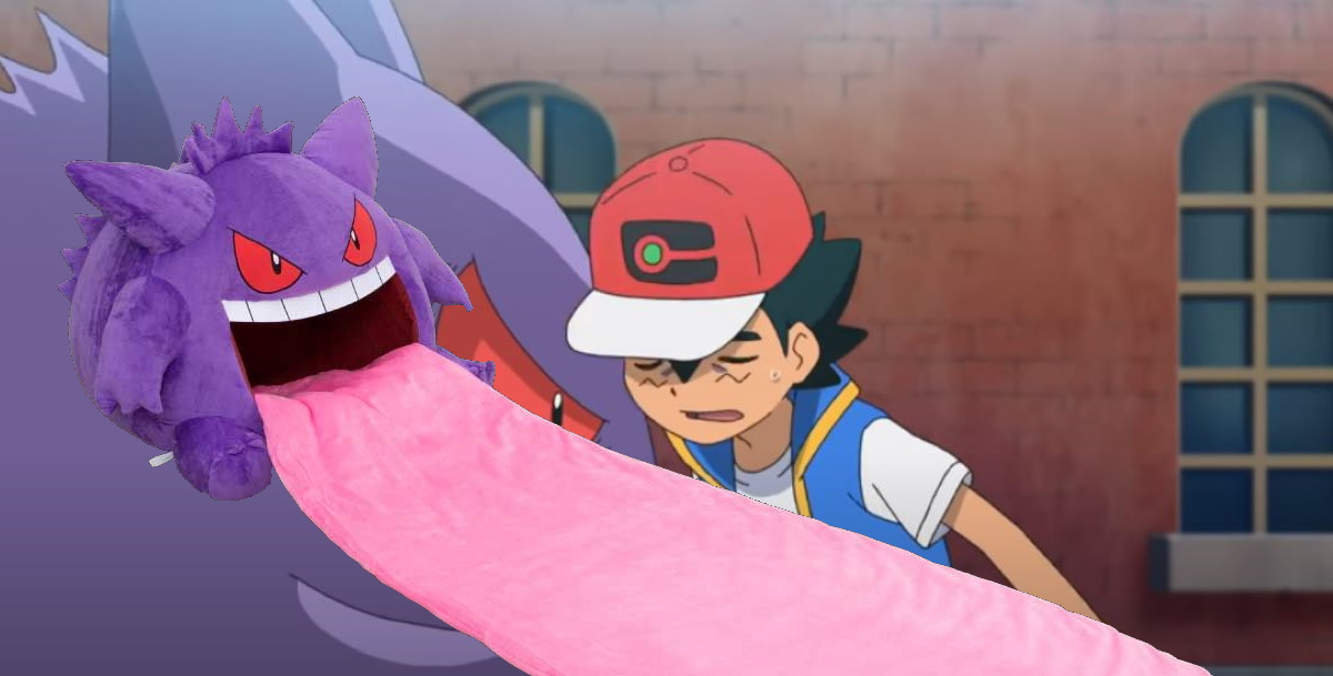 The Gengar pillow + Gengar and Ash in "Pokemon Journeys"
