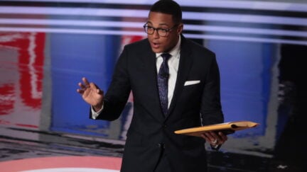 NN moderator Don Lemon speaks to the crowd attending the Democratic Presidential Debate at the Fox Theatre July 31, 2019 in Detroit, Michigan.