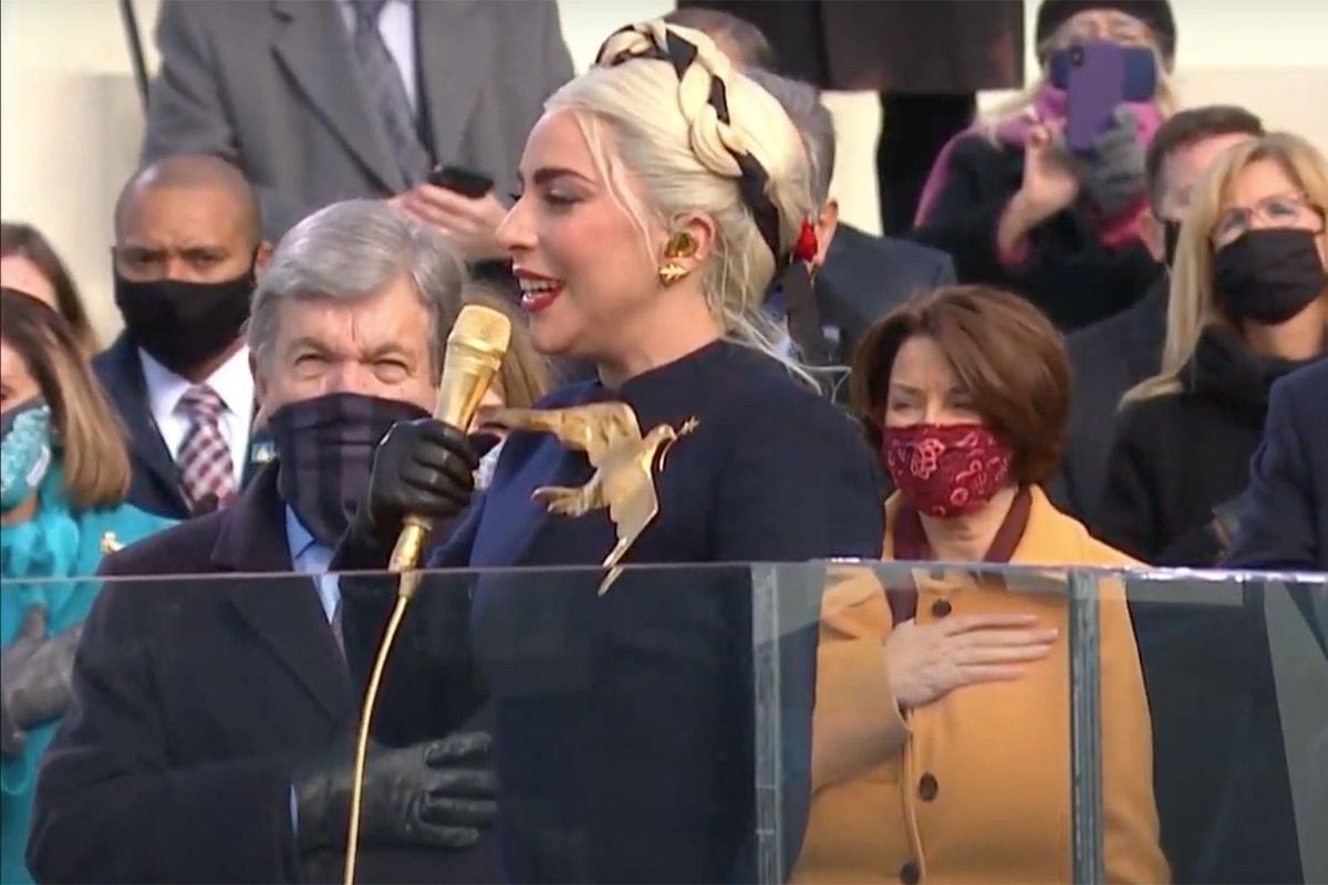 Lady Gaga performing at the Biden/Harris inauguration.