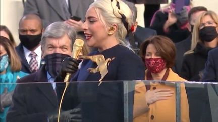 Lady Gaga performing at the Biden/Harris inauguration.