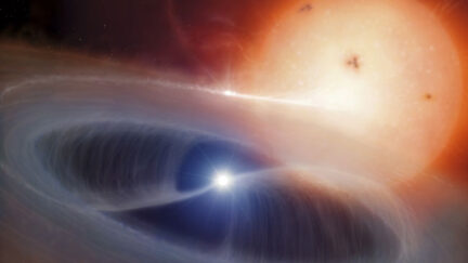 A white dwarf star consumes another