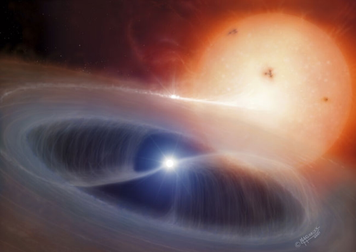 A white dwarf star consumes another