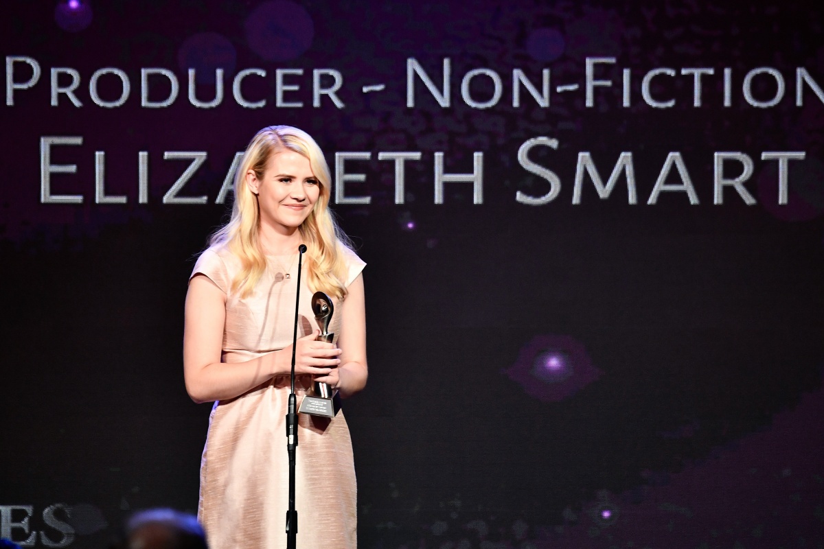 BEVERLY HILLS, CA - MAY 22: Honoree Elizabeth Smart speaks onstage at the 43rd Annual Gracie Awards at the Beverly Wilshire Four Seasons Hotel on May 22, 2018 in Beverly Hills, California. (Photo by Frazer Harrison/Getty Images)