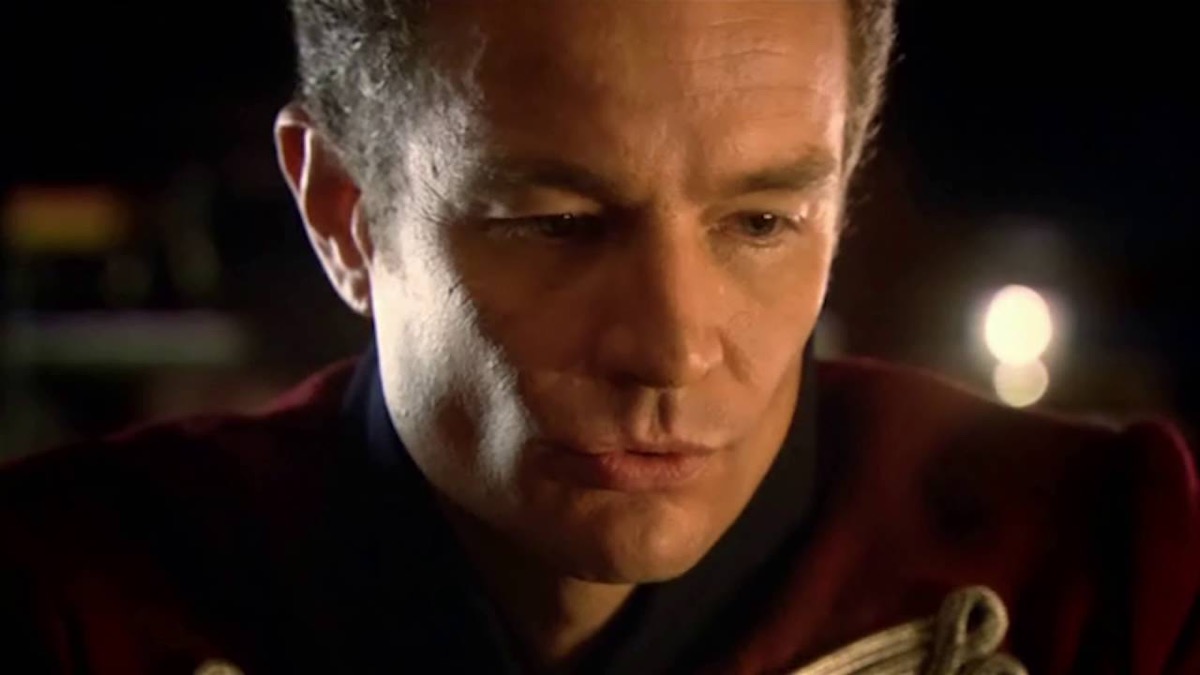James Marsters as Captain John Hart on BBC's torchwood, making kind of a kissy face.