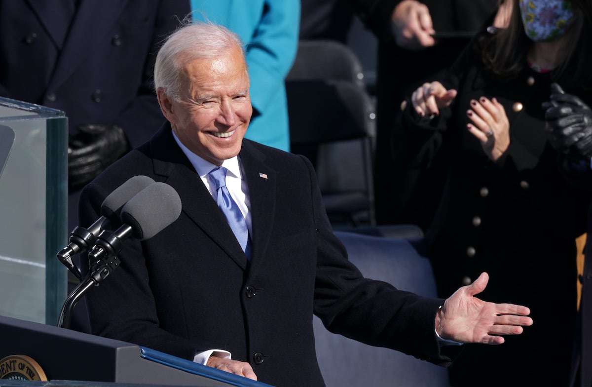 U.S. President Joe Biden delivers his inaugural address on the West Front of the U.S. Capitol