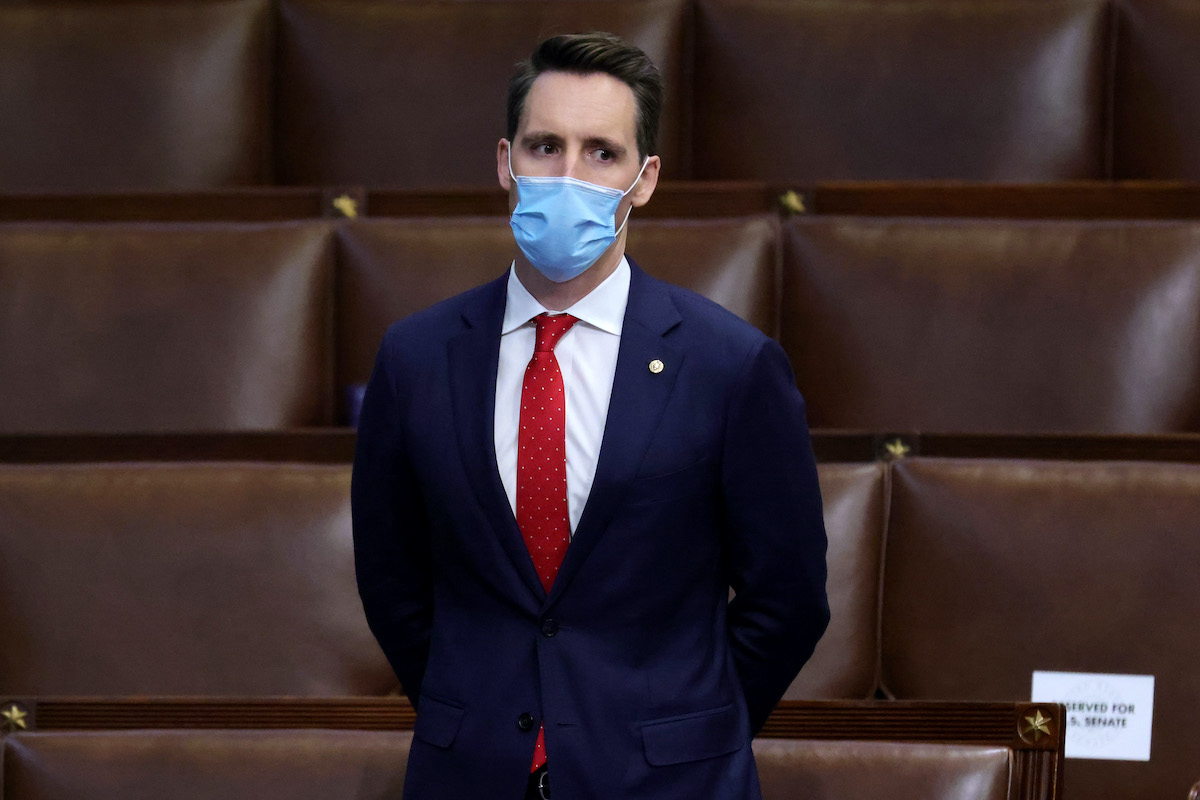 Sen. Josh Hawley (R-MO) stands in the House Chamber