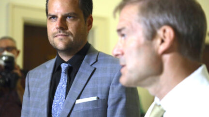 U.S. Rep. Matt Gaetz (R-FL) and Rep. Jim Jordan (R-OH) complain to the media about something