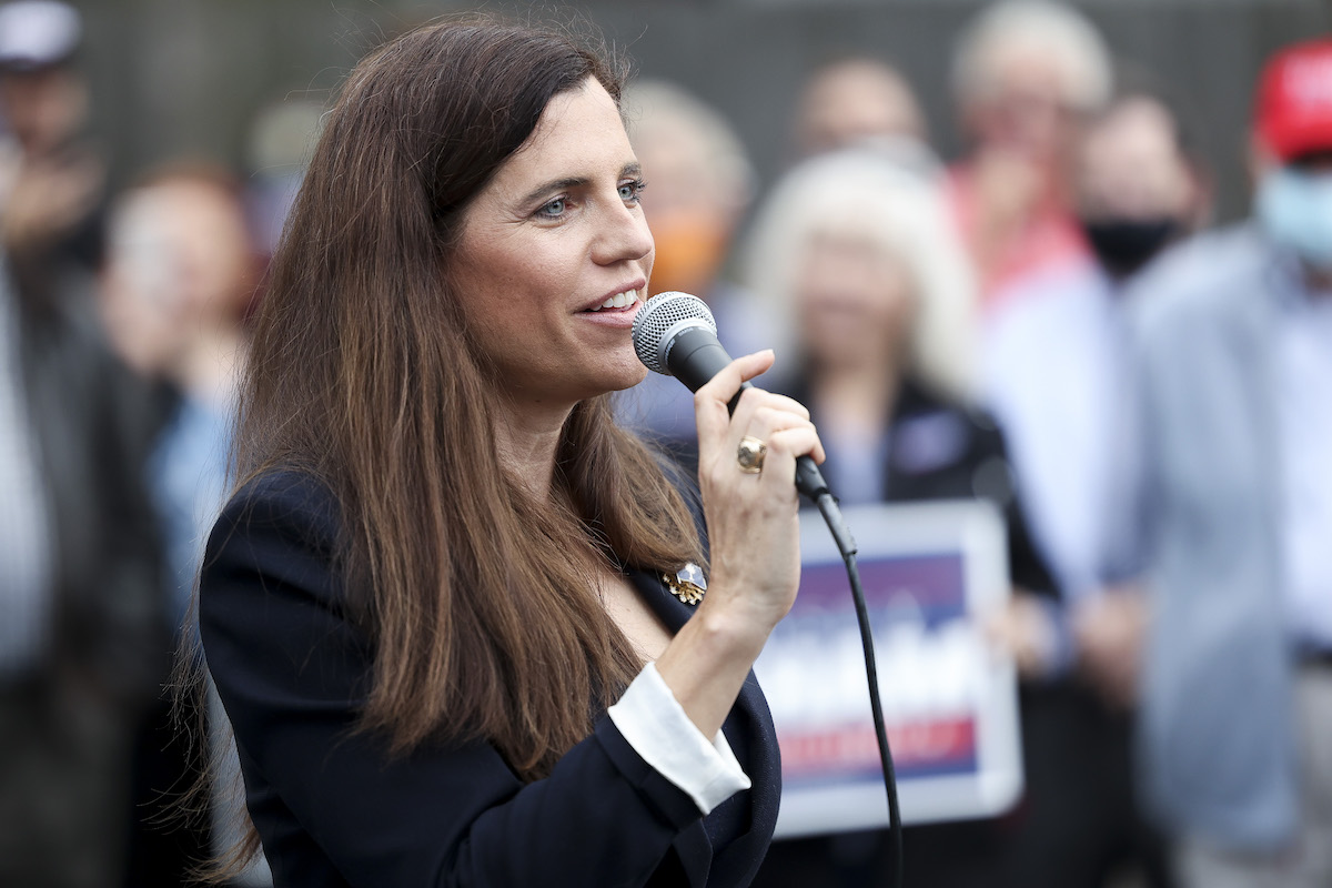 Republican Nancy Mace speaks at a rally.