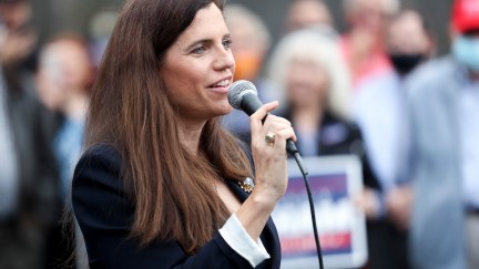 Republican Nancy Mace speaks at a rally.