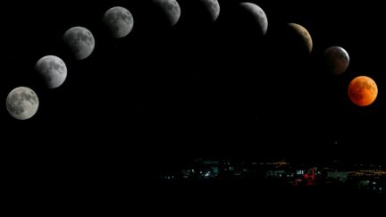 the moon in different phases time lapse