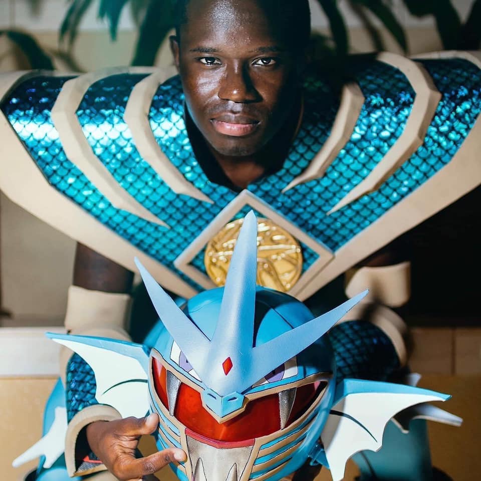 Image of Mark Wesley Pritchard (Texxx-Man Cosplay) doing his MMPR/Pokemon mash up