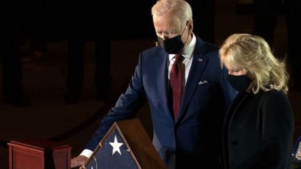 President Joe Biden and First Lady Jill Biden at Officer Sicknick Memorial.