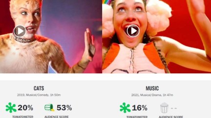 Image of both Cats and Music with their Rotten Tomatoes scores