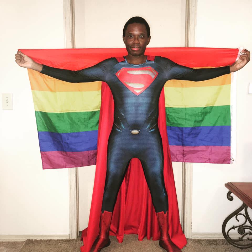 Image of Mark Wesley Pritchard (Texxx-Man Cosplay) cosplaying as Superman