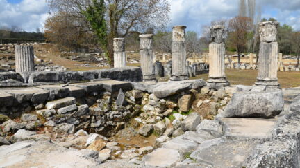 the ancient sanctuary of hecate, a series of collumns