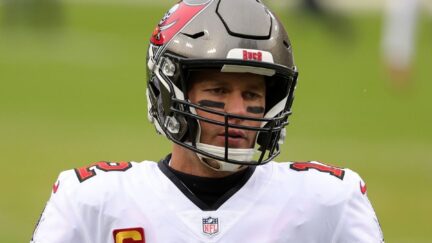 Tom Brady in NFL Buccaneers uniform.
