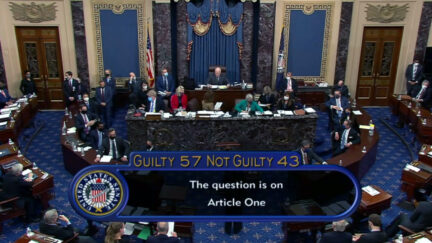 A shot of the Senate chamber after the vote to acquit Donald Trump.