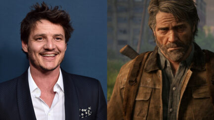A press photo of Pedro Pascal alongside Joel in The Last of Us game.