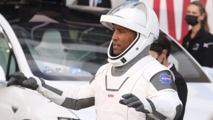CAPE CANAVERAL, FL - NOVEMBER 15: NASA astronaut Victor Glover waves to family members after walking out of the Operations and Checkout Building on his way to the SpaceX Falcon 9 rocket with the Crew Dragon spacecraft on launch pad 39A at the Kennedy Space Center on November 15, 2020 in Cape Canaveral, Florida. This will mark the second astronaut launch from U.S. soil by NASA and SpaceX and the first operational mission named Crew-1 to the International Space Station. (Photo by Red Huber/Getty Images)