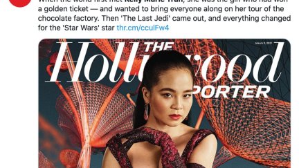 tweet of kelly marie tran on the cover of the hollywood reporter