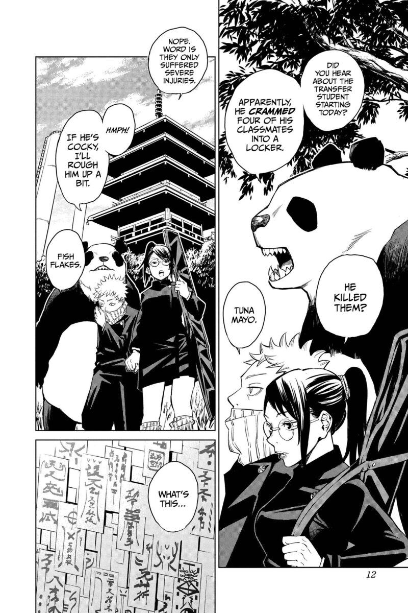 Image from the manga of Maki, Toge, and Panda