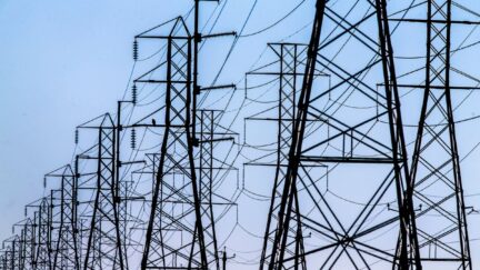 Power Lines in Texas during winter storm
